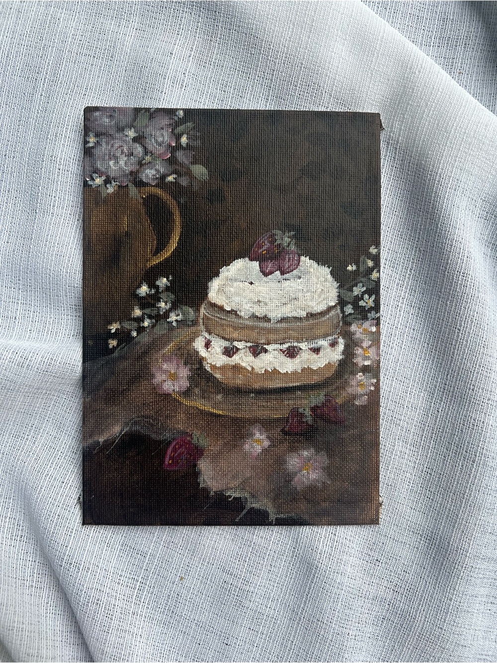 “Strawberry Cream” acrylic painting